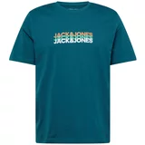 Jack & Jones Majica 'JJCYBER' petrol / svetlo zelena / mandarina / bela
