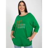 Fashion Hunters Green plus size blouse with neckline on back Cene