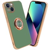 Cadorabo Ohišje, združljiv z Apple v sijajni svetlo zeleni barvi - Zlato z obročem - Zaščitni pokrov iz fleksibilnega silikona TPU, z zaščito pred kamero in držalom magnetnega avtomobila, (20593582) | Shoptok.si