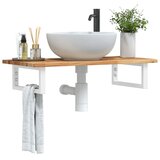 Zidna polica za umivaonik od čelika i masivnog bagremovog drva Smeđa 80 x 40 x 2 cm | shoptok.hr