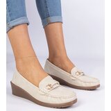 Gemre Beige Women's Wedge Loafers Sameri | Shoptok.si