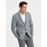 Ombre Men's jacket with elbow patches - light grey Cene