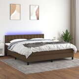  The Living Store Box spring postelja z vzmetnico LED temno rjava 160x200cm blago - Box Spring Postelja, (21502781) Cene