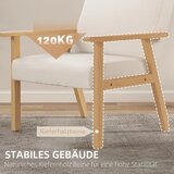 Tapecirana fotelja s naslonima za ruke blagovaonska stolica u izgledu lana okvir od punog drva 64 x 70 x 72 cm krem | shoptok.hr