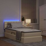  LED krevet za pohranu s madracem Krema 90 x 200 cm Tkanina | shoptok.hr