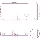 Noge za klubsko mizico v obliki črke U, 2 kosa, naravno jeklo, 70 x (42-43) cm, jeklo, (5000044558) | Shoptok.si
