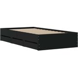 vidaXL Posteljni okvir s predali črn 75x190 cm inženirski les | Shoptok.si