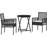 Bistro set za vrt 3 pcs Crna poliratan | shoptok.hr