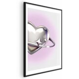  Plakat Cosmic Heart - silver heart with a ring on a purple background 29.7x42 Crni okvir s margom | shoptok.hr