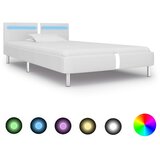 vidaXL Posteljni okvir LED belo umetno usnje 90x200 cm, (20606581) Cene