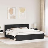  Konstrukcija postelje Črna 200 x 200 cm Masivno borovo les, (5000103205) | Shoptok.si
