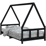  Otroški posteljni okvir črn 90x190 cm trdna borovina, (20787643) | Shoptok.si