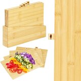 springos Bambusova deska za rezanje, 4 kosi s stojalom, kuhinjski set, (21629907) Cene