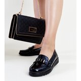 Gemre Black patent loafers with decorative strap Marlisa | Shoptok.si