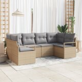 vidaXL 6-delni vrtni kavč set z blazinami Bež Poli ratan | Shoptok.si