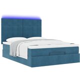  Otomanski krevet s madracem&amp LED tamnoplavi 140x190cm baršunasti | shoptok.hr