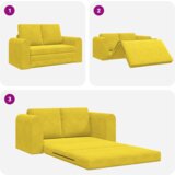 vidaXL tlačna zofa postelja 2-v-1 Rumena 148x71x83 cm Velvet | Shoptok.si