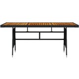  Vrtni stol crni 160x70x72 cm poliratan i masivno bagremovo drvo | shoptok.hr