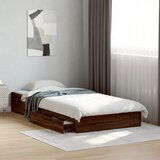 Maison Chic Posteljni okvir - Enojna postelja - Postelja za odrasle s predali rjavi hrast 90x190 cm inž. les, (21695926) | Shoptok.si
