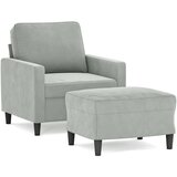  Fotelj s stolčkom za noge svetlo siv 60 cm žamet | Shoptok.si