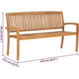  Složiva vrtna klupa s jastukom 159 cm od masovne tikovine | shoptok.hr