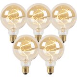 LUEDD Komplet 5 E27 zatemnjenih LED spiralnih žarnic z žarilno nitko G95 goldline Cene