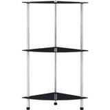 Police s 3 razine crne 30 x 30 x 67 cm od kaljenog stakla | shoptok.hr