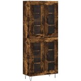 vidaXL Visoka komoda dimljen hrast 69,5x34x180 cm inženirski les | Shoptok.si