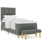 Box Spring Krevet s Madracem i Klupom Tamno Siva 100x200 cm Tkanina | shoptok.hr