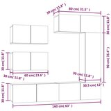  6-dijelni set TV ormarića sivog sonome konstruirano drvo | shoptok.hr