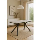 Trpezarijski sto Base Bela Keramicka ploca/ Crne metalne noge 1600x895x755mm