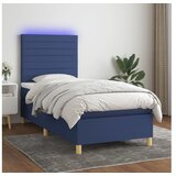  Box spring postelja z vzmetnico LED modra 80x200 cm blago | Shoptok.si