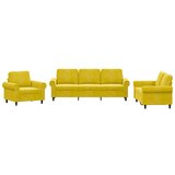 Maison Chic Sedežna garnitura - kavč 3-delna z blazinami rumen žamet, (21728603) | Shoptok.si