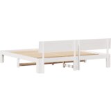  Krevet s uzglavljem bijeli 200x200 cm masivna borovina | shoptok.hr