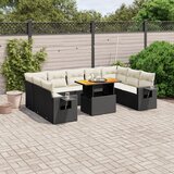  The Living Store Vrtna sedežna garnitura 10-delna z blazinami črn poli ratan - Vrtna Sedežna Garniture, (21476308) | Shoptok.si