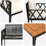  Set vanjskog namještaja 4 pcs Crna i krem-bijela poliratan | shoptok.hr