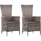 vidaXL zunanji stoli 2 kosa z blazinami poli ratan sive barve | Shoptok.si