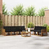  Set vanjskih sofa 8 kom. Prirodna i crna | shoptok.hr