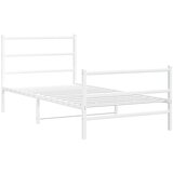 vidaXL Kovinski posteljni okvir z vzglavjem in vznožjem bel 100x200 cm, (21007299) | Shoptok.si
