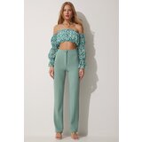  Women's Almond Green High Waist Lycra Casual Knitted Trousers | Eponuda.ba