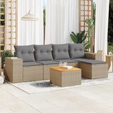 Maison Chic Seti vrtnega pohištva - Vrtna garnitura - Vrtni pohištvo set 6-delna z blazinami bež poli ratan, (21818710) | Shoptok.si