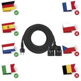  Zunanji podaljšek 10 m / 2 vtičnici / črni / guma / 250 V / 1,5 mm2 | Shoptok.si