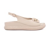 GOODIN Flat sandals beige with decoration | Shoptok.si