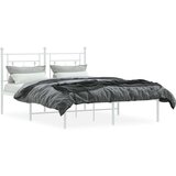 vidaXL Kovinski posteljni okvir z vzglavjem bel 140x190 cm | Shoptok.si