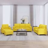 vidaXL 4-dijelni set sofa s jastucima svjetložuti od tkanine | shoptok.hr
