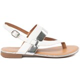 Shelvt White and silver sandals with a wide strap Cene