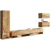 P & B Dnevni Regal Amadeo, Barva Hrasta, Led, 4-Delno Cene