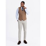 Ombre Men's suit vest without lapels - caramel | ePonuda.com