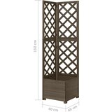  Kutna sadilica s rešetkom siva 40x40x150 cm od masivne jelovine | shoptok.hr