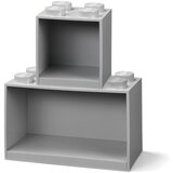 Lego Komplet 2 otroških sivih stenskih polic LEGO® Brick | Shoptok.si